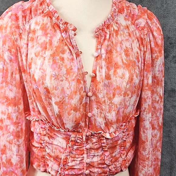 Anthropologie Vibrant Long Skeeve Cropped Blouse New With Tags Size M - Picture 5 of 10